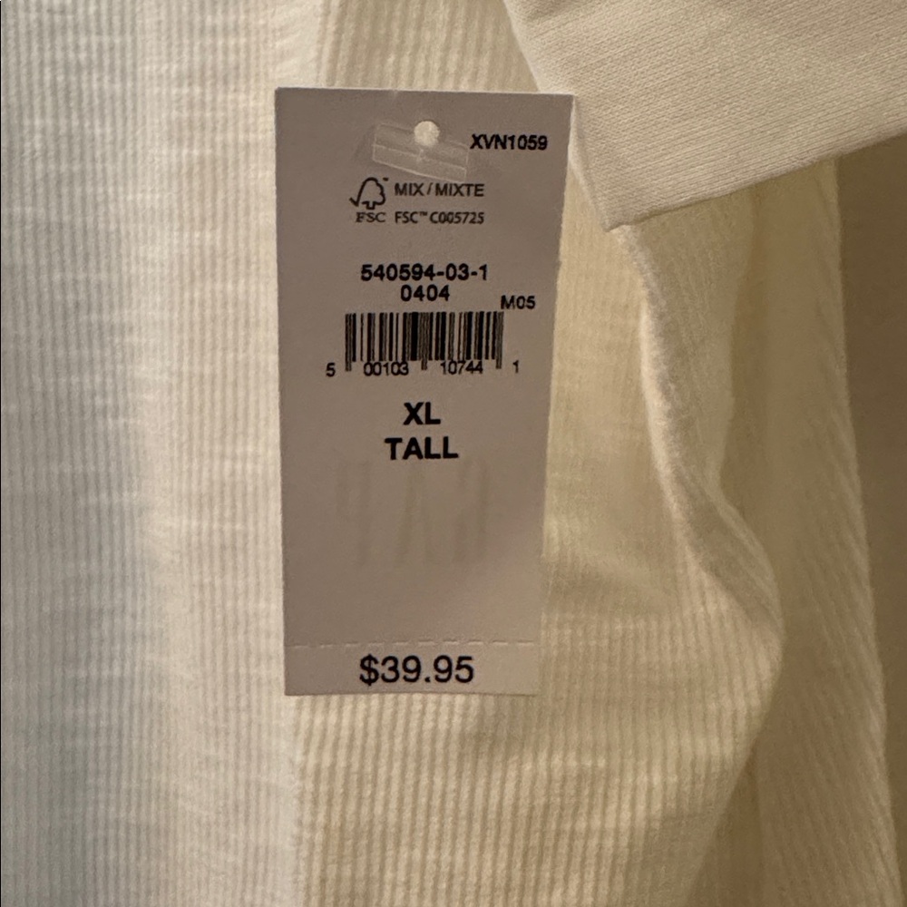 NWT GAP Essential Rib Puff Short Sleeve scoop-neck Knit Top XL Tall. White. - Picture 3 of 6
